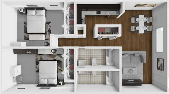 Floor Plan  2 Bed, 2 Bath Floor Plan