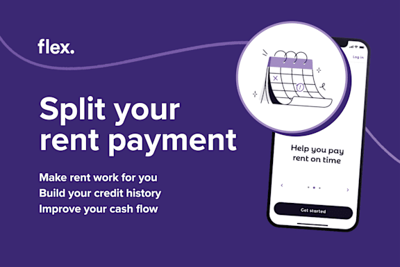 An advertisement for a service that helps split rent payments.