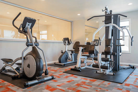 a gym with exercise equipment