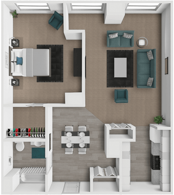 Floor Plan  1 bedroom, 1 bathroom apartment at LeClaire Apartments in Moline, IL