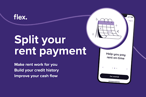 An advertisement for a service that helps split rent payments.
