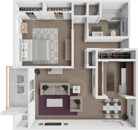 1 Bed 1 Bed floor plan at Grandridge Apartments