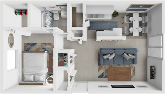 1 bed floor plan at georgetowne apartments