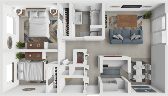 2 bed floor plan at georgetowne apartments
