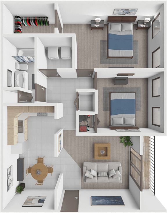 2 bed 1 bath floor plan at Huntley Ridge New Albany
