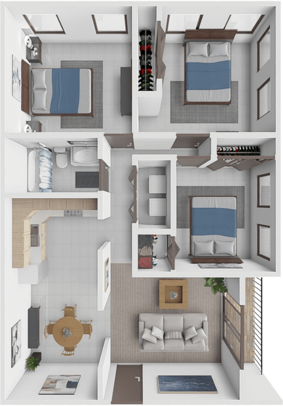 3 bed 1 bath floor plan at Huntley Ridge New Albany