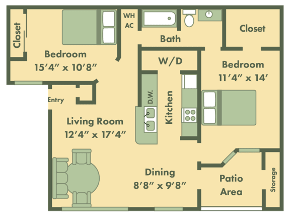 Floor Plan  two bedroom apartments in Topeka KS