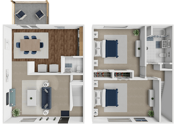 two bedroom townhome floor plan at huntley ridge clarksville