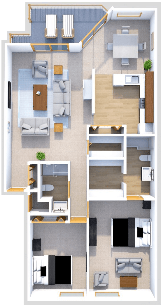 2 bedroom 2 bath floor plan at Hidden Cove Apartments