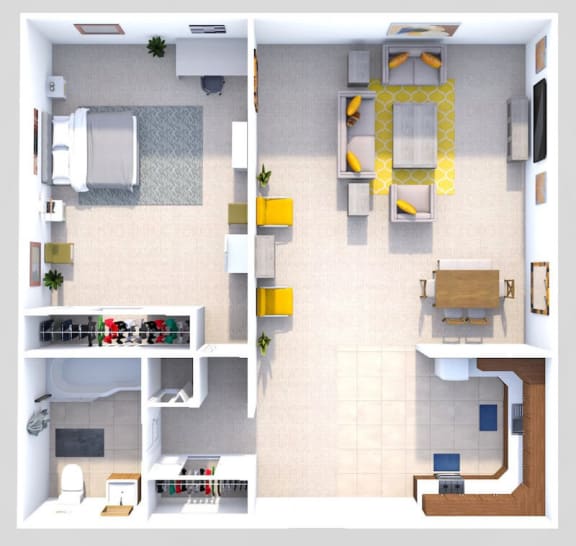 one bedroom bedroom apartment floor plan