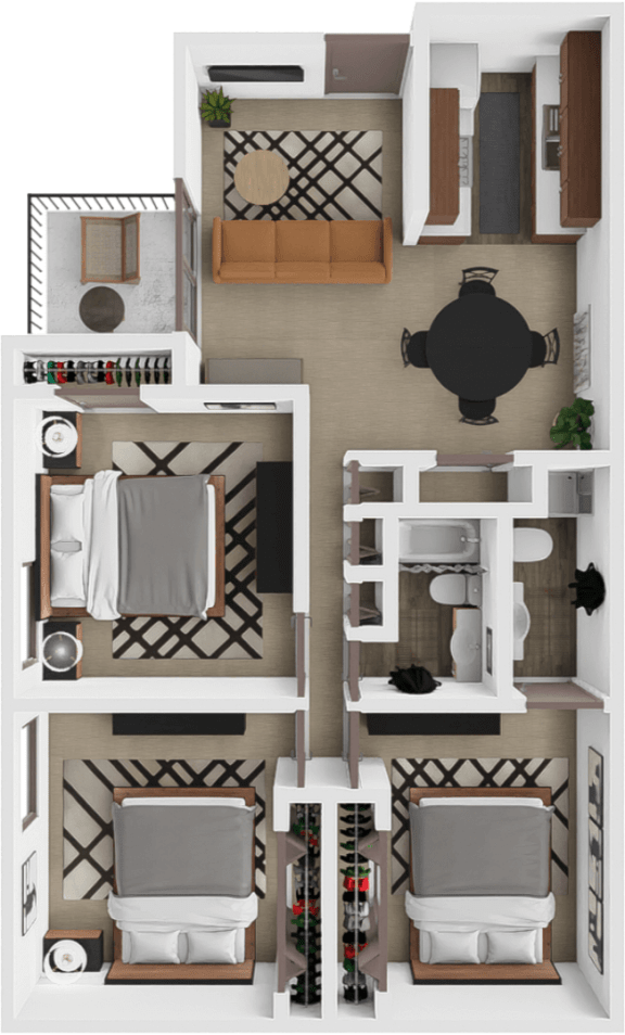 three bedroom floor plan at high point east apartments