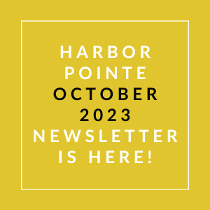 a yellow background with the words harbor point october 2223 is here