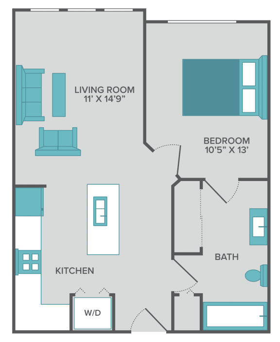 1 bed 1 bath floor plan
