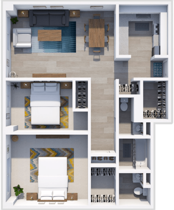 two bed floor plan at icon apartments