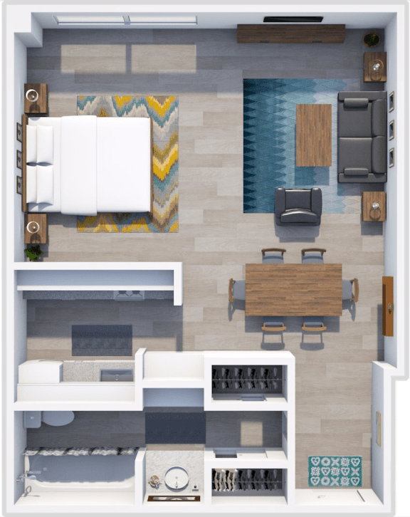 studio floor plan at icon apartments
