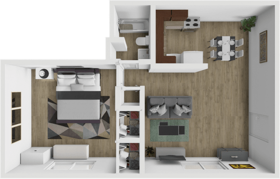 1 bed 1 bath floor plan at Imperial Gardens