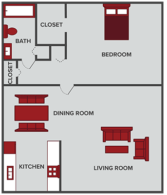 a diagram of a bedroom bathroom and living room
