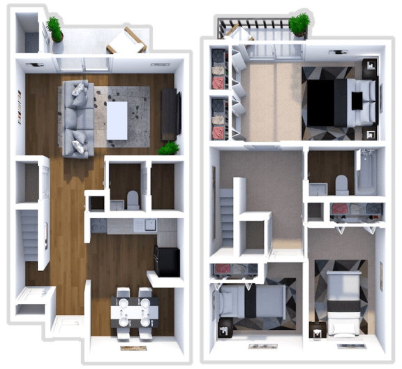 3 Bed Two Bath Chestnut Floor Plan at Indian Woods