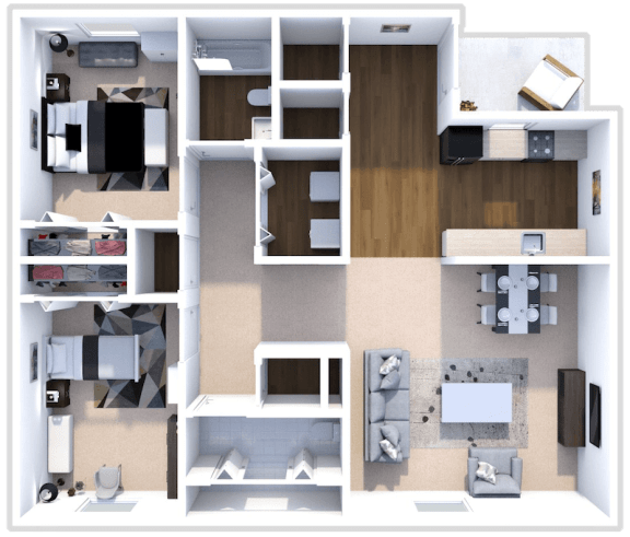 2 Bed 2 Bath Maple Floor Plan at Indian Woods