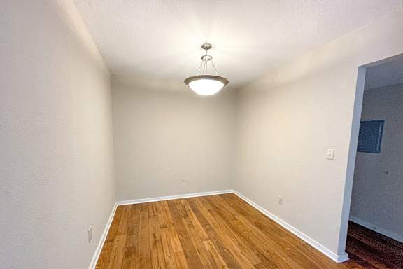 A room with wooden floors and a light fixture on the ceiling.