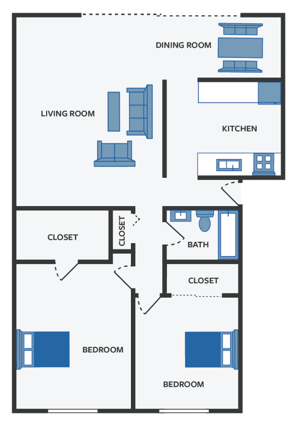 two bedroom 1 bath Catamaran 2 floor plan