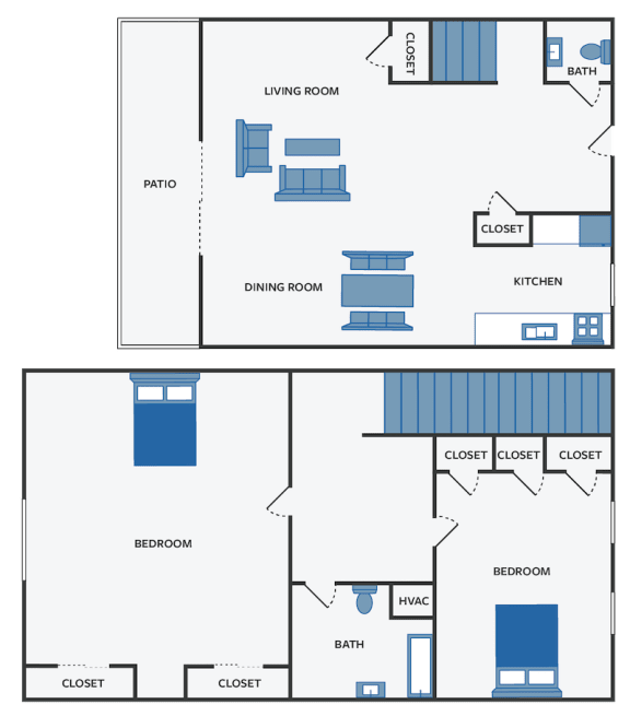 a blueprint of two floor plans of a house