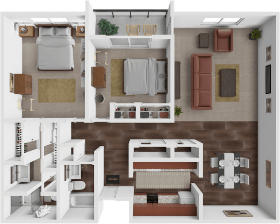 Skysail 2 bedroom 2 bathroom floor plan at les chateaux apartments