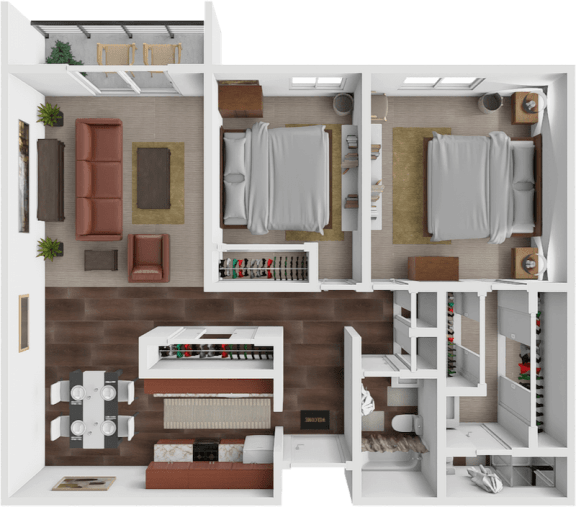 Starboard Floor Plan that is 2 bedroom 2 bathroom apartment at Les Chateaux