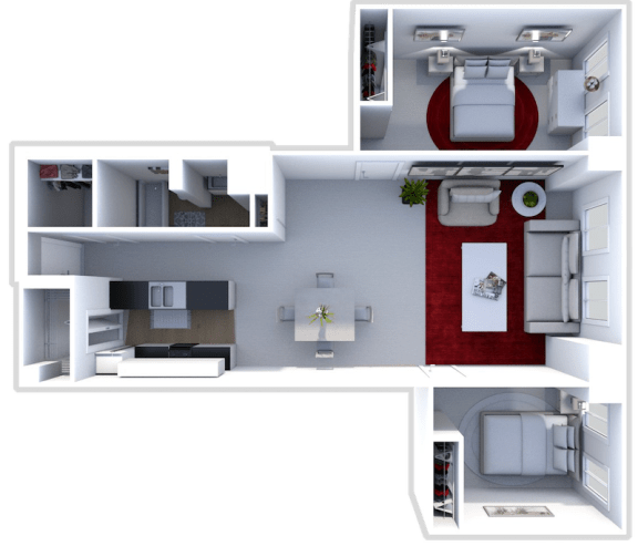 2 bedroom 1 bath floor plan