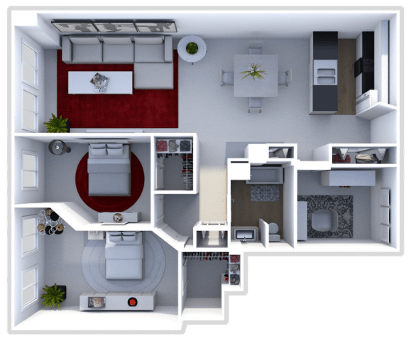 floor plan of a 2 bedroom apartment