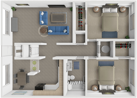 Floor Plan  2 bedroom, 1 bathroom apartment at Lexington Park in Columbus, OH