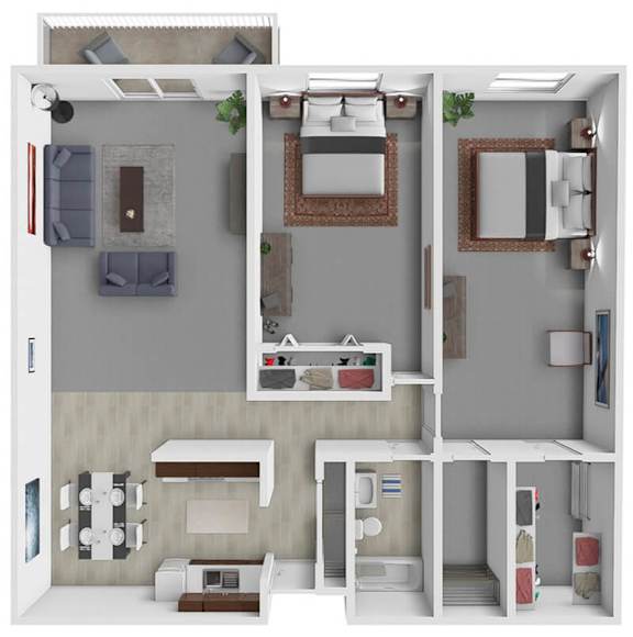 A floor plan of a house with a living room, kitchen, and bathroom.