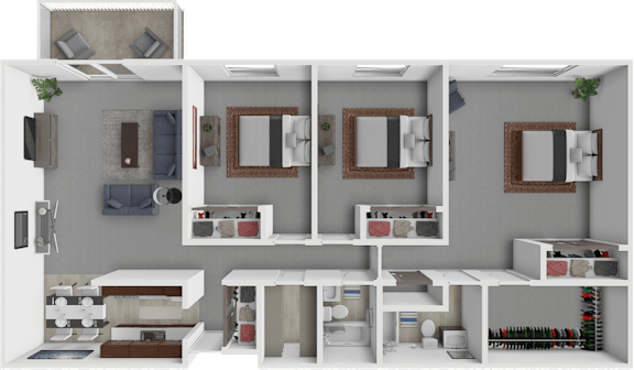 3 Bed 2 Bath Nimbus floor plan at The Legacy Apartments
