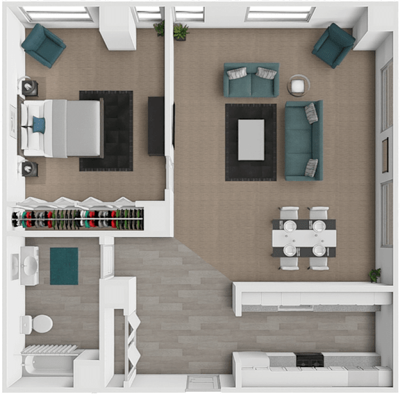 1 bedroom, 1 bathroom apartment at LeClaire Apartments in Moline, IL