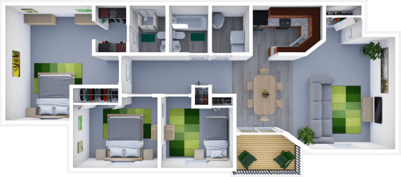 3 Bedroom Apartment Floor Plan