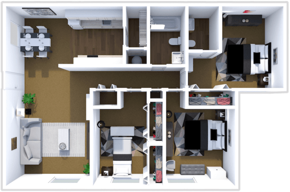 3 bedroom 2 bathroom floor plan at mesa gardens
