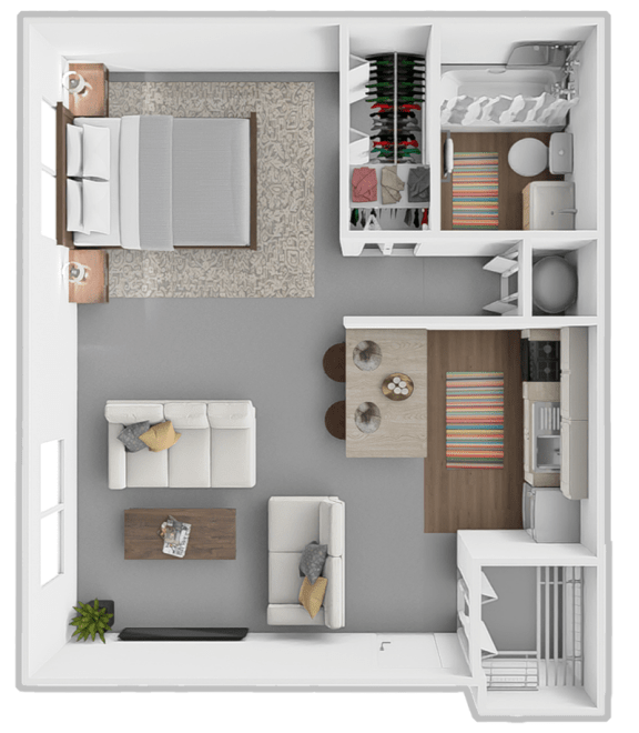 a floor plan of a house with a bedroom and a bathroom