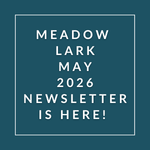 The image announces the availability of the Meadow Lark May 2026 newsletter.