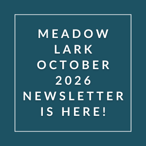 The image announces the availability of the Meadow Lark October 2026 newsletter.