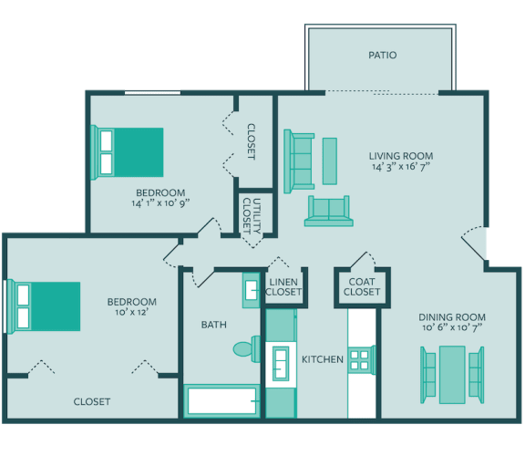 Floor Plan  Brookside Floor Plan at Retreat at Mill Creek Apartments