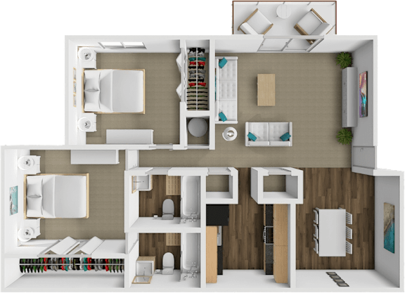 2 bed floor plan at retreat at mill creek