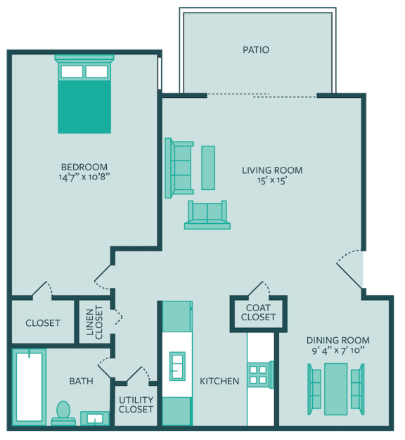 Whispering Water Floor Plan at Retreat at Mill Creek Apartments