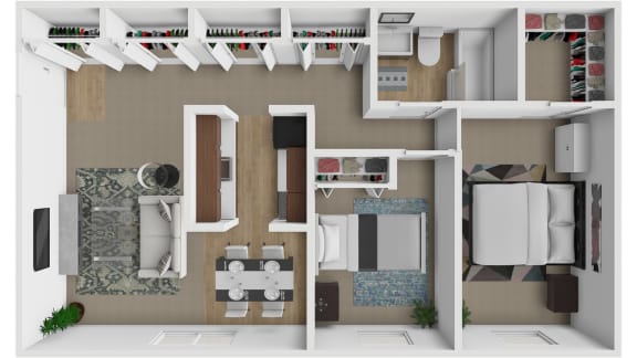 2 bedroom 1 bathroom large floor plan at Miracle Manor Apartments