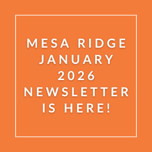 The image announces the availability of the Mesa Ridge January 2026 newsletter.