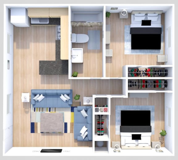 two bedroom one bathroom floor plan at mountaineer village