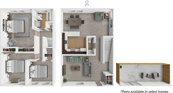 A set of three images showing different floor plans of a house.