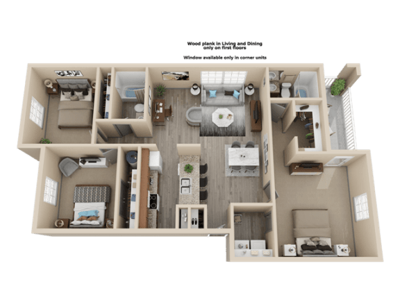 Floor Plan  three bedroom apartment floor plan