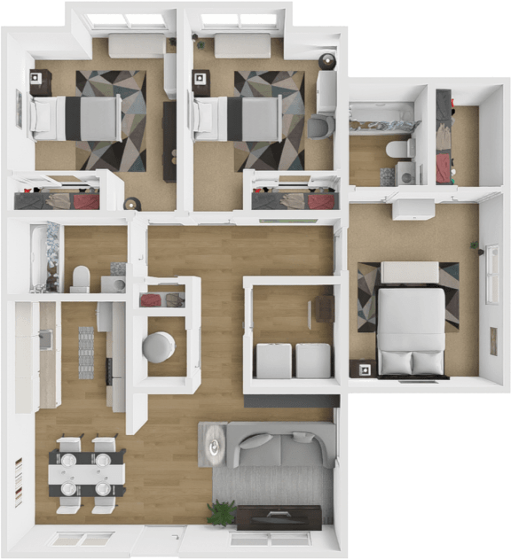 3 bed 2 bath floor plan at northridge crossing apartments