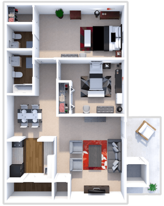 Floor Plan  2 Bed 1.5 Bath Berkshire Floor Plan North Park