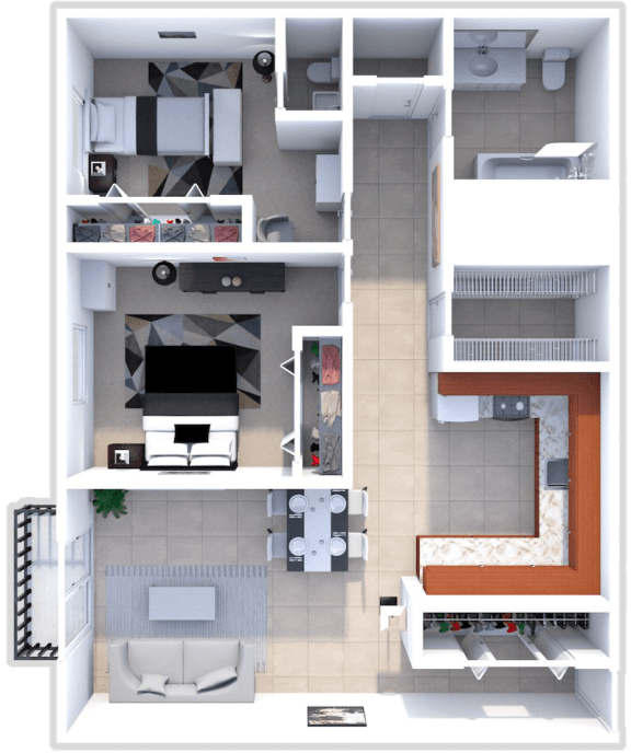 2 bed 1.5 bath 1000 sq ft floor plan at northwoods